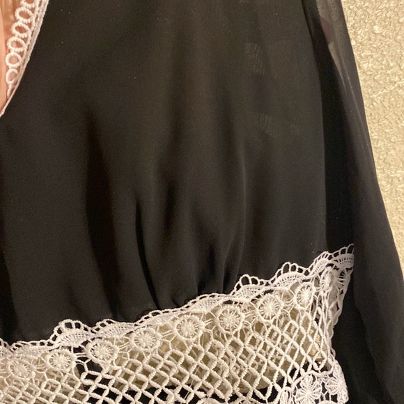 Black Dress with White Lace Cutout Sections Size 10 - Picture 13 of 13